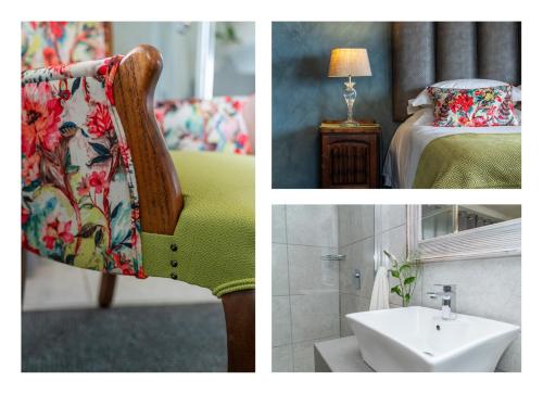 a collage of pictures of a room with a chair and a sink at Villa Petit in Jeffreys Bay