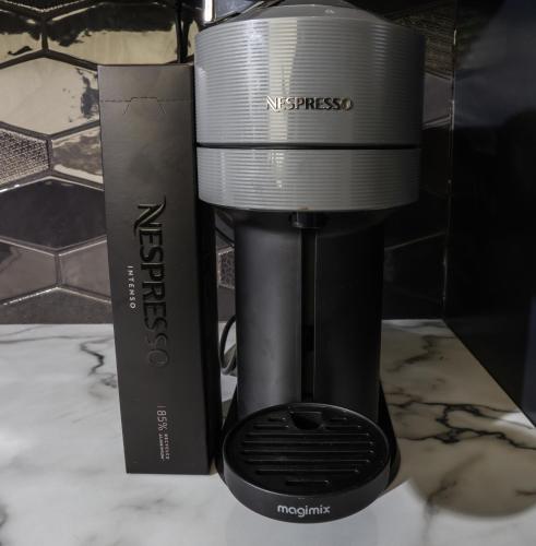 a mikro espresso machine sitting on a counter at Luxury 2 bed 5 mins from Carrick next to Waterfall in Carrick on Shannon