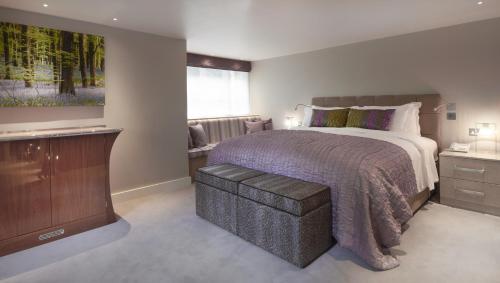 a bedroom with a large bed and a television at The Dog and Badger in Marlow