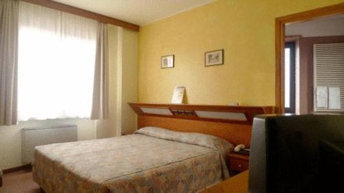 pokój hotelowy z łóżkiem i oknem w obiekcie Hotel Borghetti w Weronie