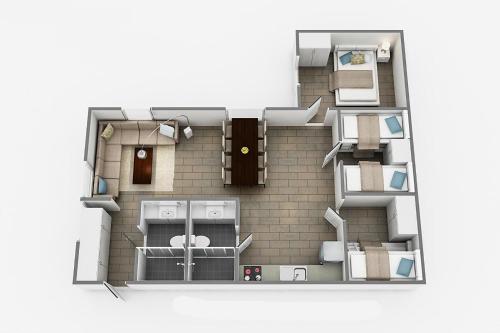 a rendering of a floor plan at Skitorget Apartments in Trysil