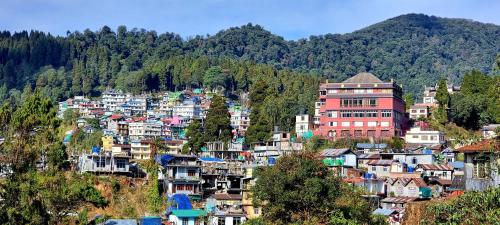 a town on a hill with houses and trees at Neoravalley Homestay, Lava in Rishop