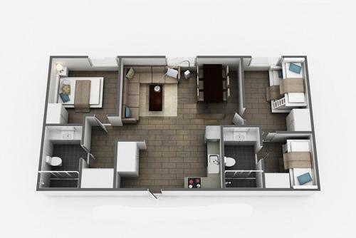 a rendering of a floor plan at Skitorget Apartments in Trysil