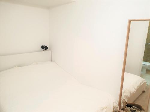 - une chambre avec un miroir à côté d'un lit dans l'établissement Dana centre mer 27, à Nice