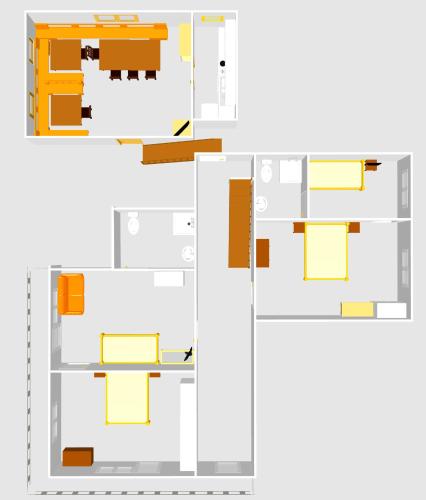 a floor plan of a kitchen and a living room at Haus Christof in Holzgau