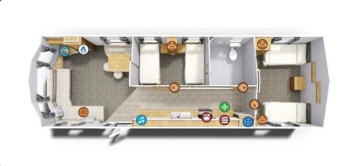 a floor plan of a room with at Emma's Escape accessible caravan at Durdle Door in West Lulworth