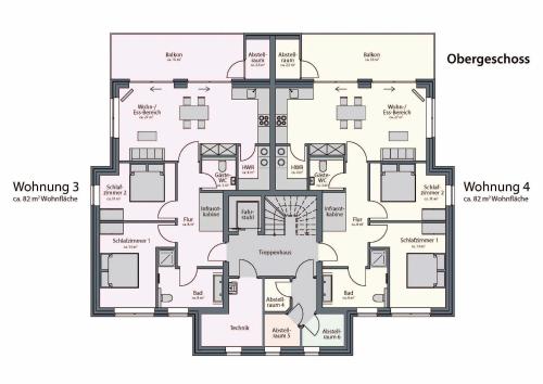 een plattegrond van een huis bij Fewo Memmertfeuer Haus Juist Whg 3 in Hooksiel