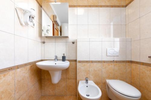 un bagno con lavandino e WC di Villa Marko Kaštelir a Kaštelir (Castellier)