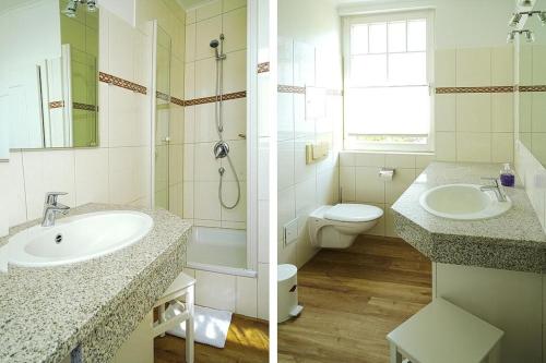 ein Badezimmer mit Waschbecken, Dusche und Toilette in der Unterkunft Apartment-Residenz Ostseestrand Apartment-Residenz Ostseestrand 11 in Kühlungsborn