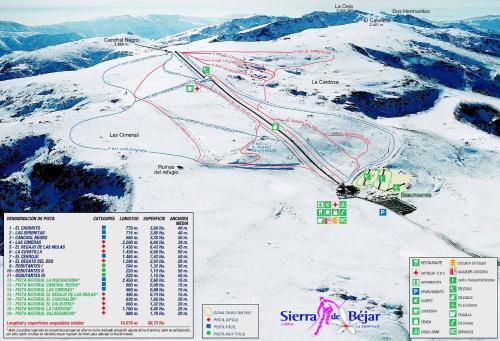 a map of a ski resort in the snow at Casa Rural & SPA Mirador Gredos in Guijo de Ávila