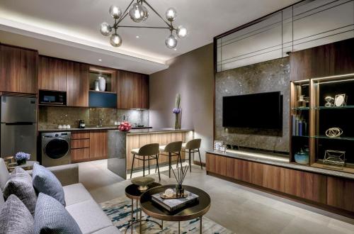 Dapur atau dapur kecil di Oakwood Premier Cozmo Jakarta