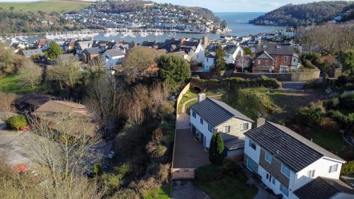 an aerial view of a small town with houses at Luxury Detached House on Redwalls, Dartmouth in Dartmouth