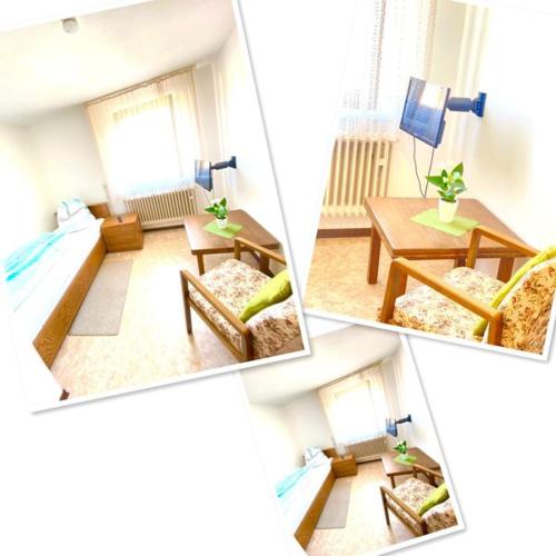 a collage of four pictures of a living room at Gasthaus Dernedde in Osterode