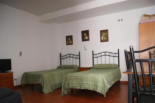 two beds sitting next to each other in a room at Hostal Alcázar in Córdoba