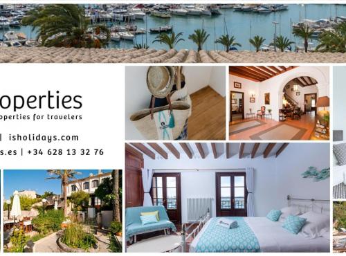 un collage de fotos de casas y condominios en Villa Colibrí, con piscina privada para 6 personas, en Santa Ponsa