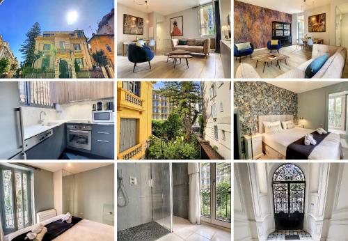 un collage de différentes images d'une pièce dans l'établissement Nestor&Jeeves - GLORY RIVIERA - Central - Close sea, à Nice