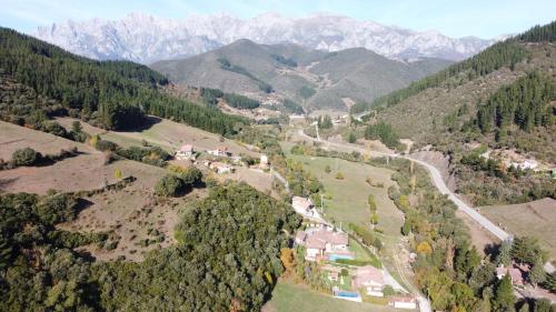 an aerial view of a village in the mountains at Apartamento Valverde II in Potes