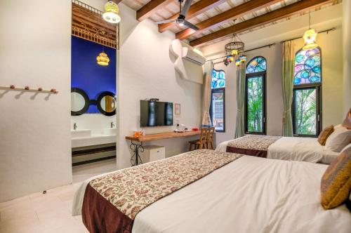 Ein Bett oder Betten in einem Zimmer der Unterkunft Moon Star Villa