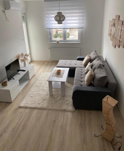 a living room with a couch and a table at Apartmani Milić Banja Koviljača in Banja Koviljača