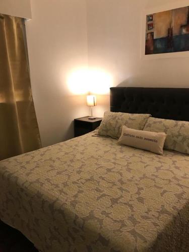a bedroom with a bed with a pillow on it at Department Pancho Olivar in Mendoza