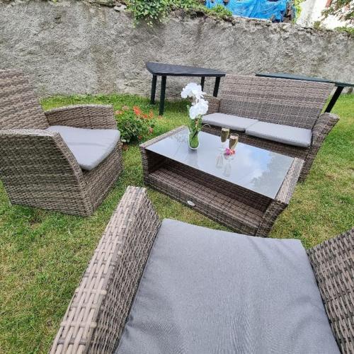 Gite Eglantine 2 à 6 personnes avec SPA et salle de jeux dans la résidenceにある庭