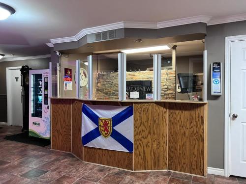 a counter with a flag on it in a room at Harbourview Inn and Suites in Sydney
