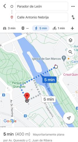 a screenshot of a google map with a marker at Casa Noell in León