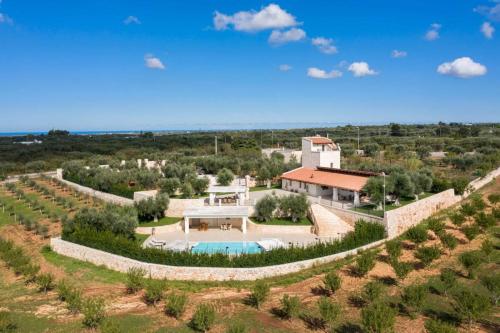 een luchtzicht op een villa met een zwembad in een wijngaard bij WePuglia - Torre Nuova Luxury in Castellana Grotte