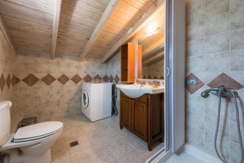 a bathroom with a toilet and a sink and a shower at Psi·Theros in Kriopigi