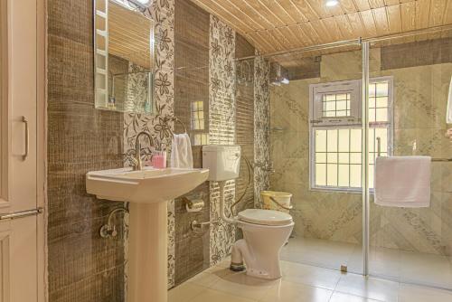y baño con aseo y lavamanos. en The Green Heights Cottage Kasauli, en Kasauli