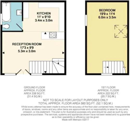 a floor plan for a small house at Broadford Barn - Barn conversion in picturesque village in Shalford