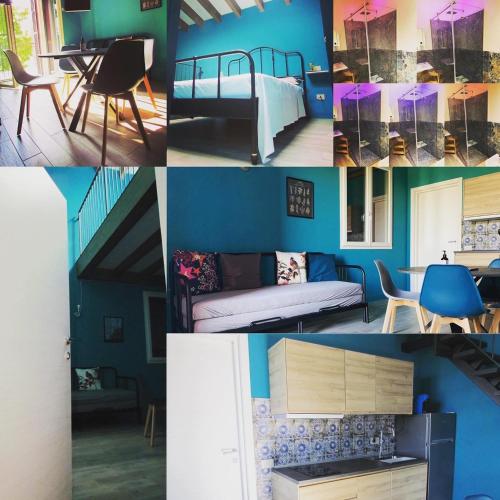 a collage of photos of a bedroom and a room at Sala dell Estate Guest House in Secchia