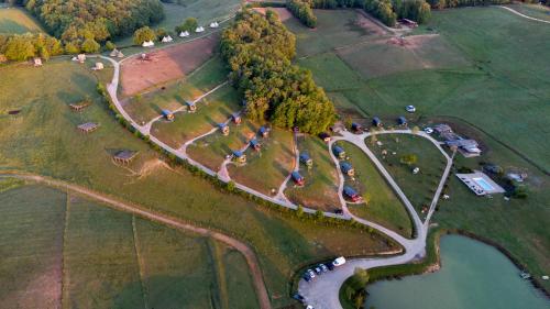 an aerial view of a park with a park at Domaine d'Escapa in Estipouy