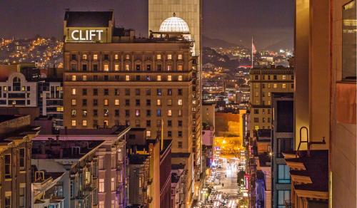 a view of a city at night with buildings at The Clift Royal Sonesta San Francisco in San Francisco