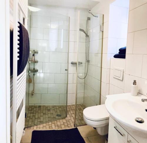 Koupelna v ubytování Die Stader Ferienwohnung mit Terrasse