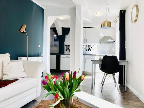 Posezení v ubytování Die Stader Ferienwohnung mit Terrasse