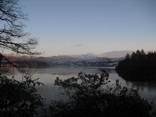 a view of a river with a city in the background at Eas Dun Lodge in Donegal