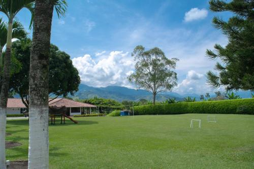 a park with a soccer ball in a field at Chalet La Alemania in Calarcá