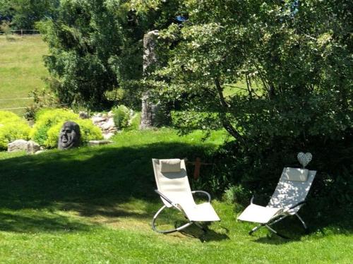 dos sillas sentadas en el césped en un patio en Haus Jurisch, en Urberg