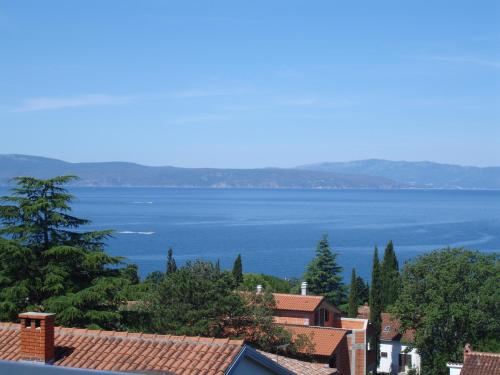 a view of a large body of water from a city at Apartments Matic in Njivice
