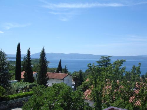 a view of a house and trees and the water at Apartments Matic in Njivice