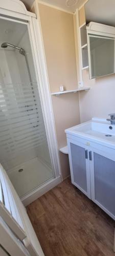 Mobil Home Camping les Almadies Nouveau nom Aunis Club Vendée tesisinde bir banyo