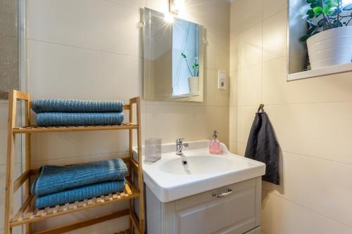 Ein Badezimmer in der Unterkunft Industrial Style Appartment with AC steps to Gozsdu