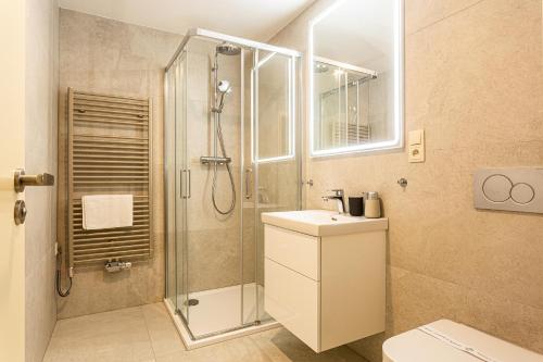 Koupelna v ubytování U Pivovaru - Apartments Boží Dar