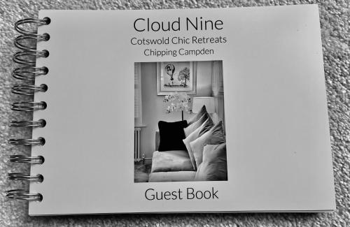 a book of cloud nine household chic retreat shopping campaign guest book at Cotswold Chic Retreats "Cloud Nine" 5 Star Chipping Campden-Parking-Garden in Chipping Campden