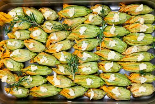 a pile of vegetables in a pan at PENSION Hinterleithner in Persenbeug-Gottsdorf