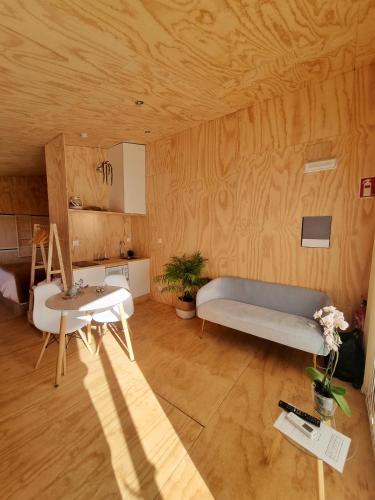 Postel nebo postele na pokoji v ubytování Cabanas Mirador Cachamuíña