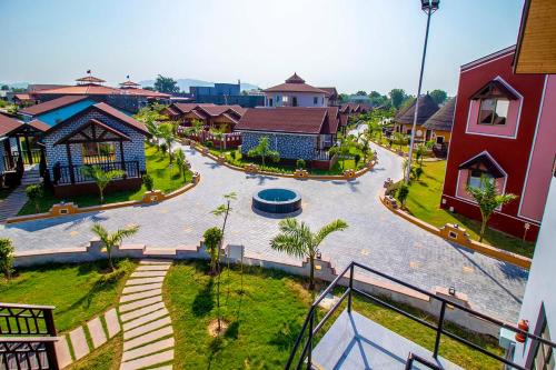 an aerial view of a small town with houses at Sun Hotel and Resort, Mount Abu in Ābu Road