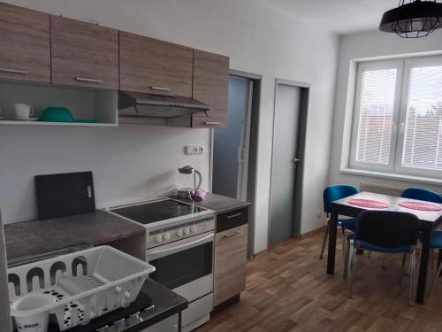 Kuchyň nebo kuchyňský kout v ubytování Apartmány v Malých Kyšicích