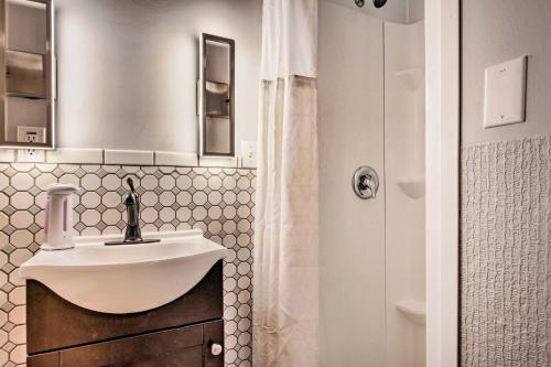 a bathroom with a sink and a shower at Updated Helena Condo - Walk to Downtown Spots in Helena